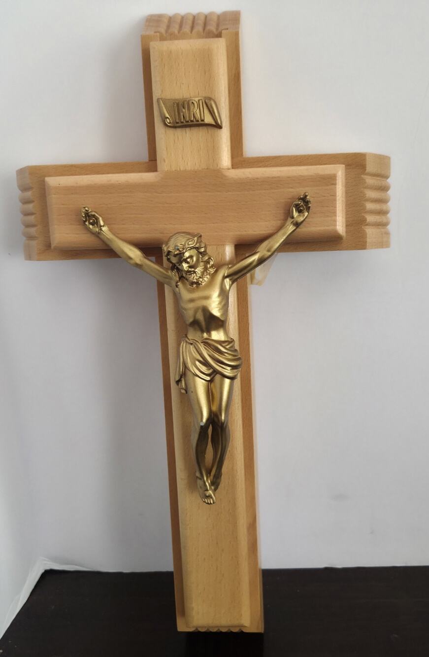Catholic Church Sick Call Wooden Cross Candles Water Vessel New 13"